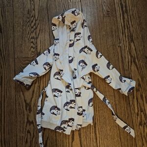 Kate Quinn Cream Hedgehog Print Bath Robe Toddler 2-4Y 2T 3T 4T Towel Lined